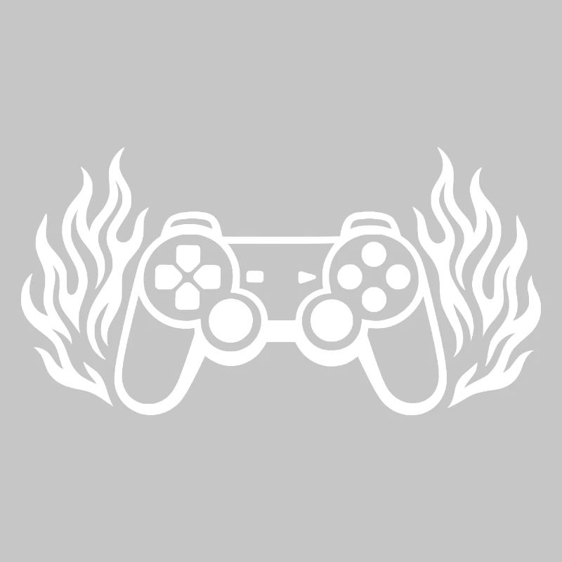 Flames controller, burning gamepad graphics