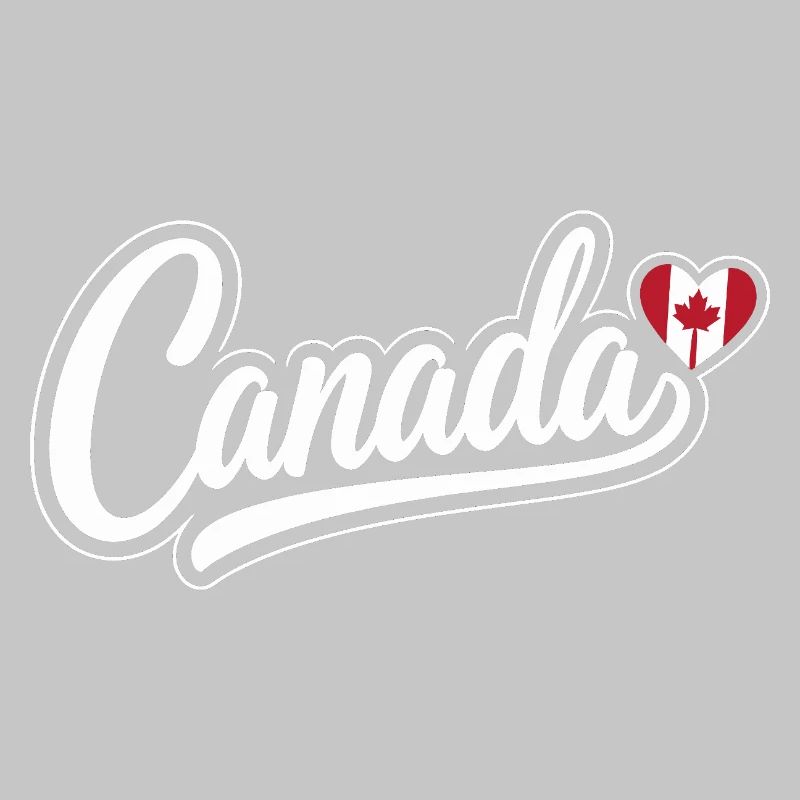 Canada Script with Maple Leaf Heart Fan Patriotic