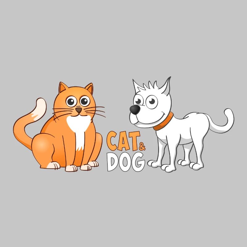 Illustration joyeuse d’un chat et d’un chien.