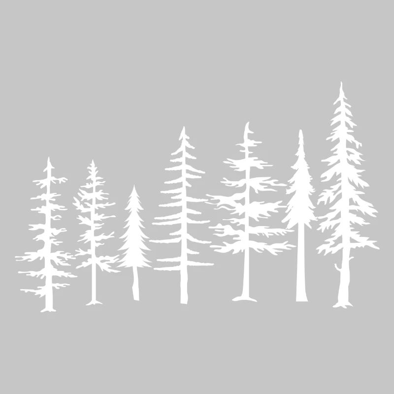 Monochrome Pine Forest Silhouette