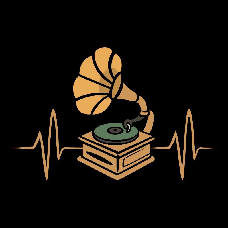 Vintage Turntable Heartbeat Design