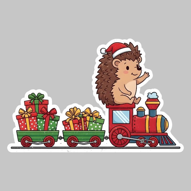 Weihnachtsigel Zug mit Geschenken