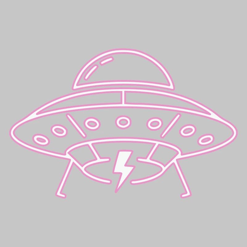 UFO Neon Pink Lightning Party Techno Vector