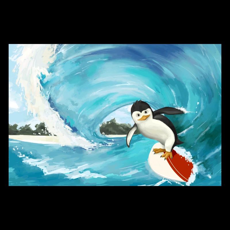 Surfender Pinguin Poster