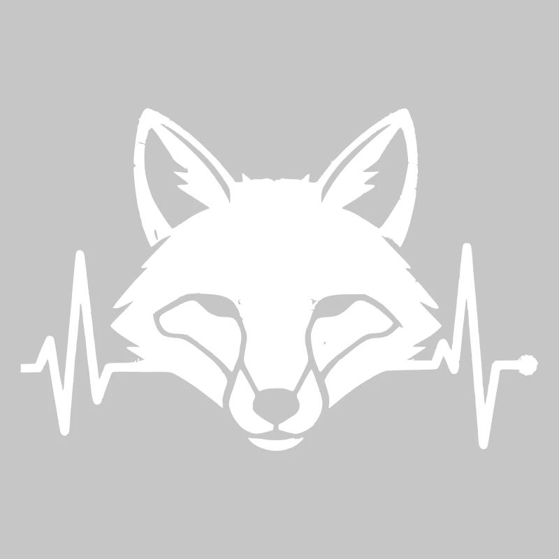 Fox Head Heartbeat ECG Forest Vector