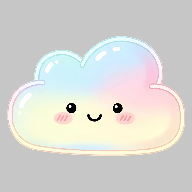 Pastel Cloud with Cute Face Sleep Cloud