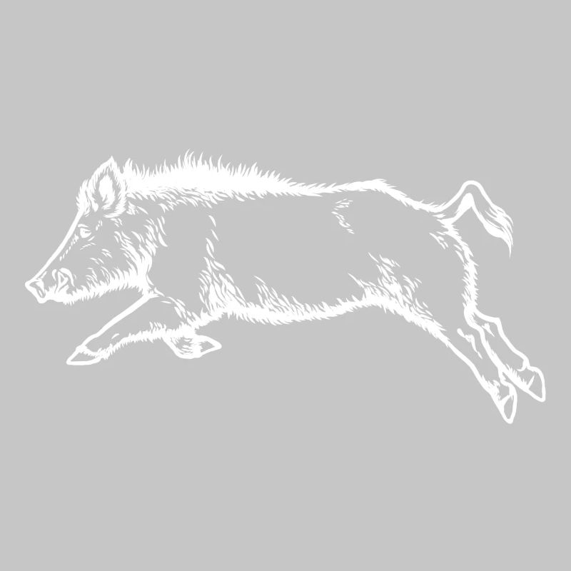 Wild boar jumping (white)