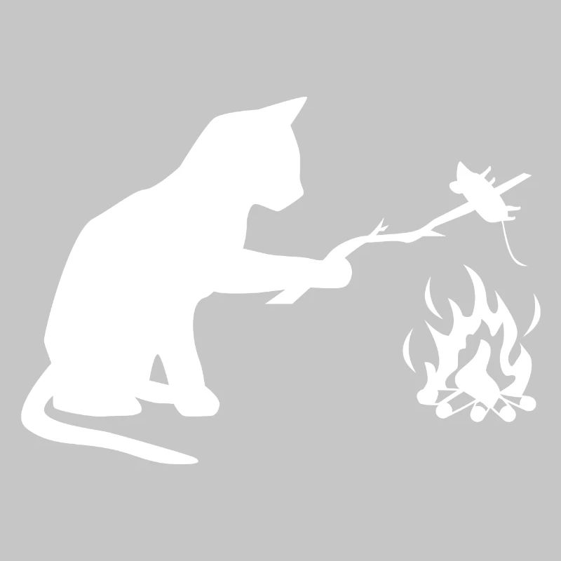 Cat at barbecue, camping, BBQ