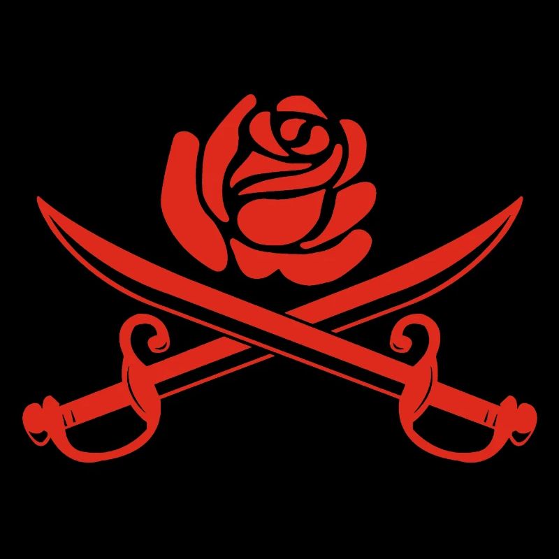 Rose rouge et épées croisées