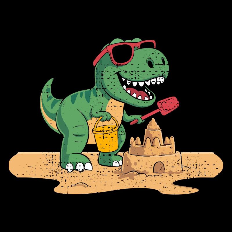 Conception ludique de château de sable de dinosaure