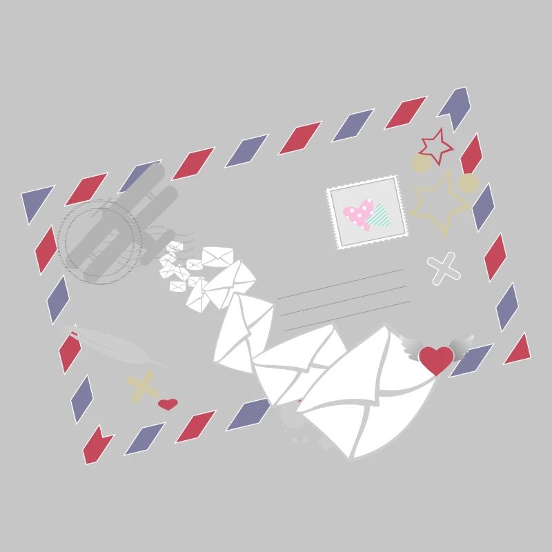 Airmail Frame with Letters & Mail Airplane Icon