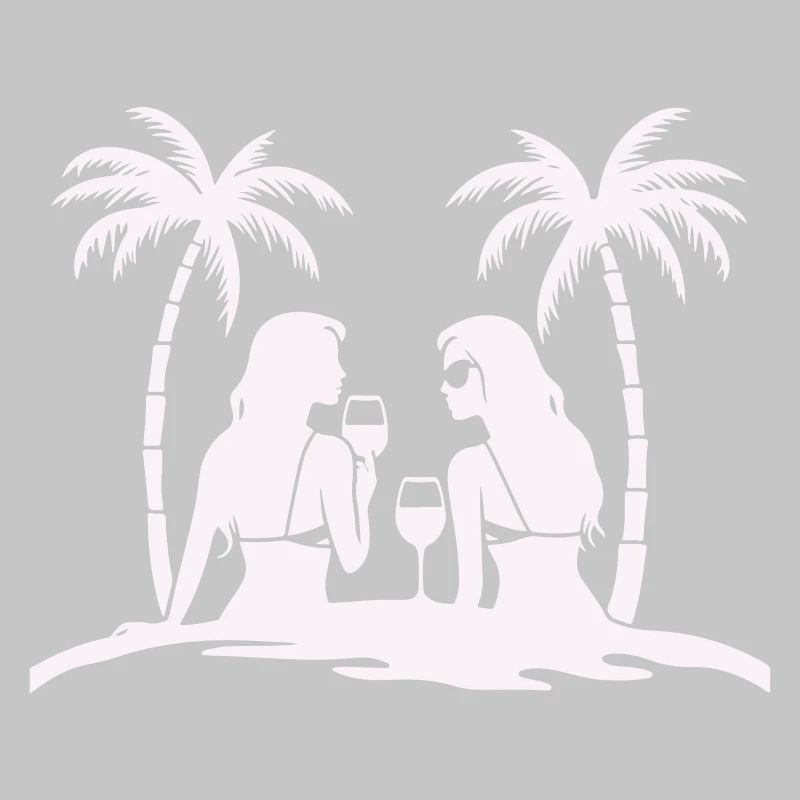 Silhouette style tropical beach night