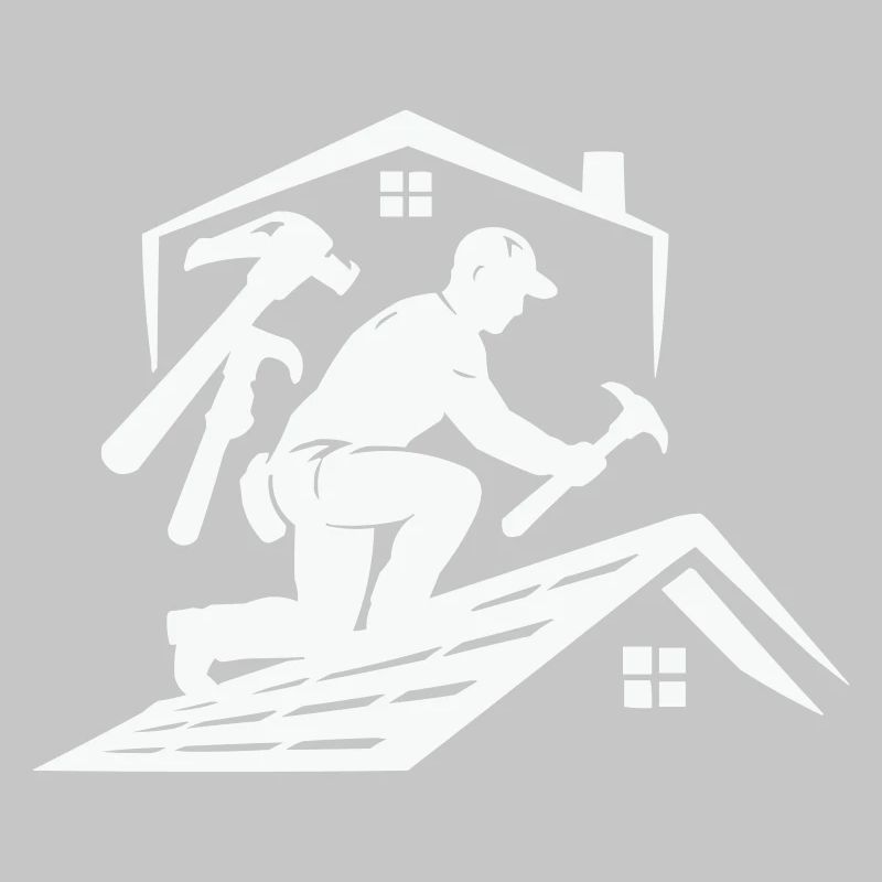 Dachdecker Silhouette am Dach