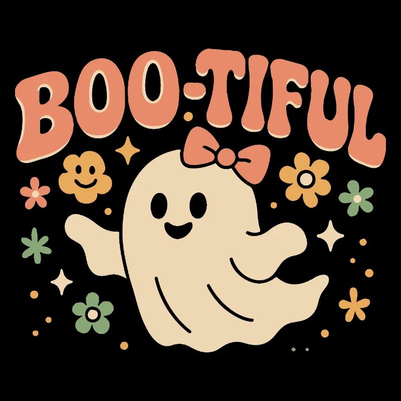 Motif d'Halloween avec un dicton drôle et mignon « Boo-tiful Ghost »
