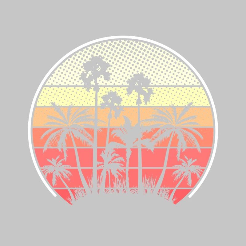 Tropical Sunset Palm Trees Silhouette