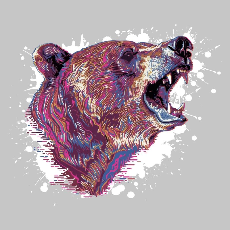 Neon Splash Bear Head