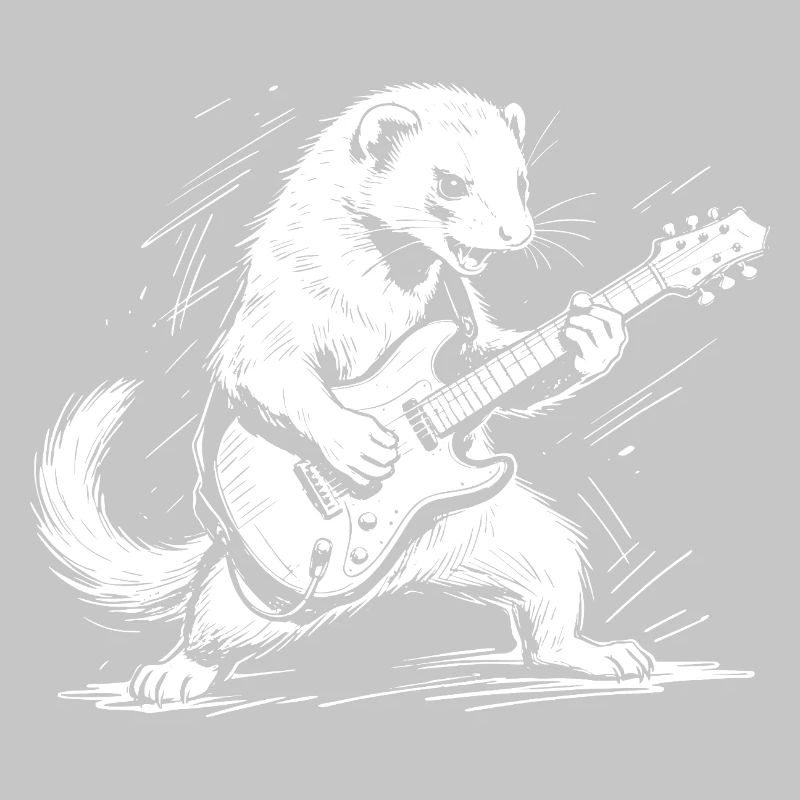 Frettchen mit Rock-Gitarre