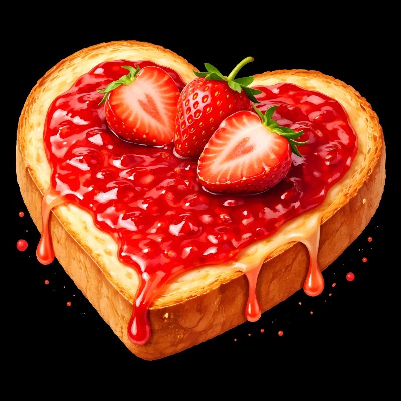 Toast in Herzform mit Erdbeermarmelade 