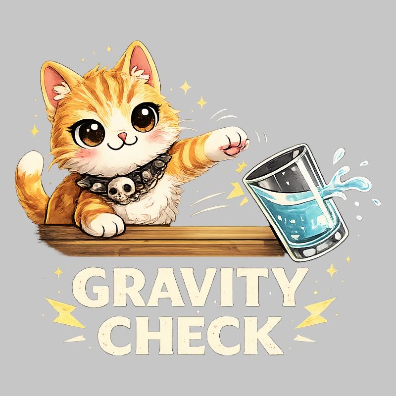 Gravity Check Katze lustiger Spruch