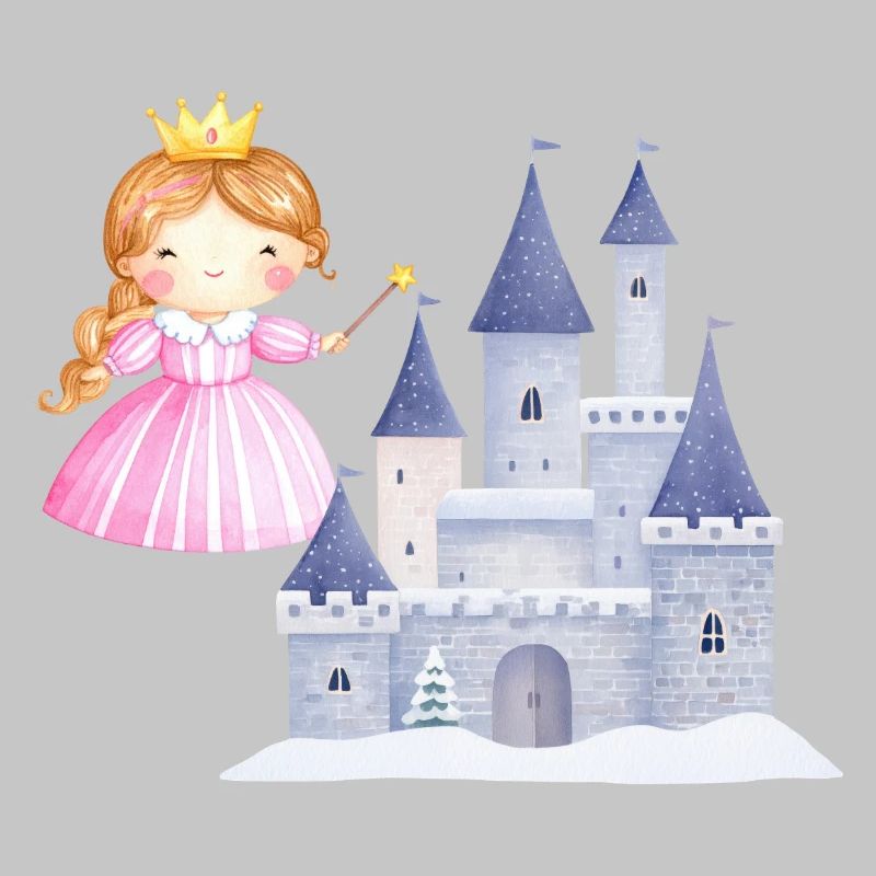 Princesse devant le château de neige