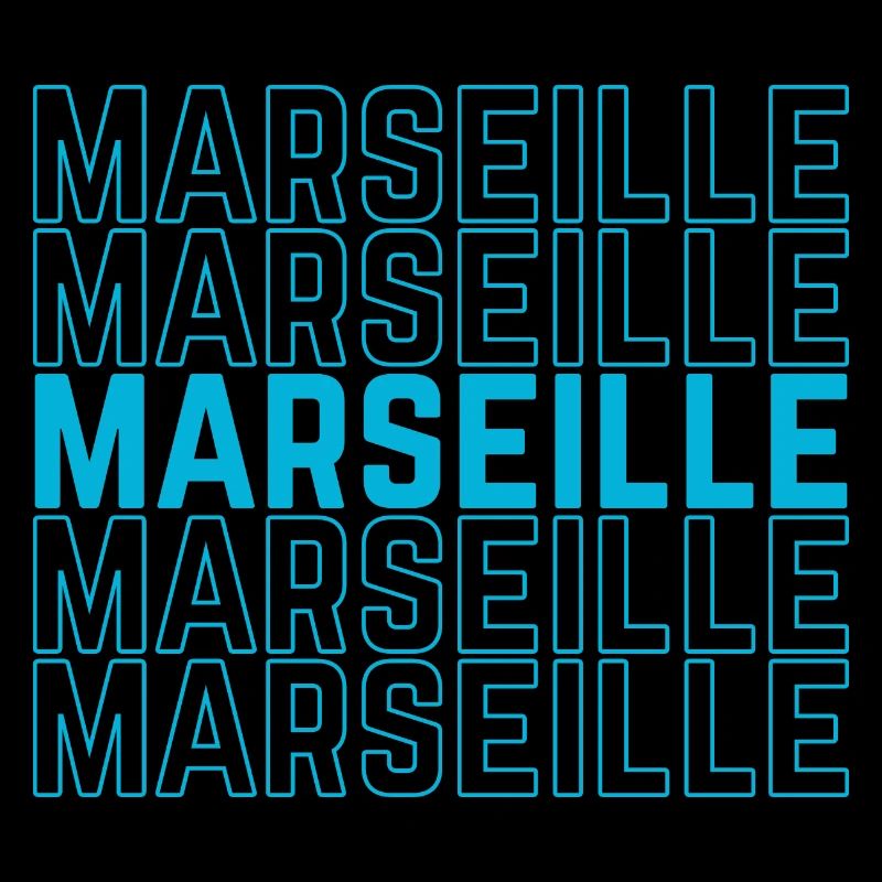 Marseille Outlined Repeat Neon Blau