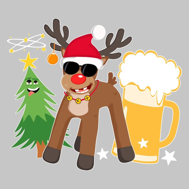 Drunk Reindeer with Beer Christmas Tree Cool