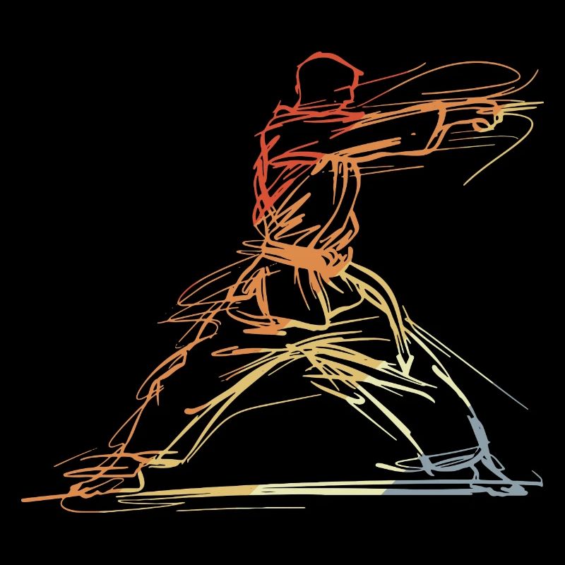 Karateka Line Sketch Retro