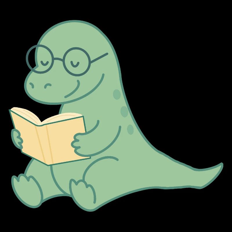 Lese Dino mit Brille – süßer Bücherfreund