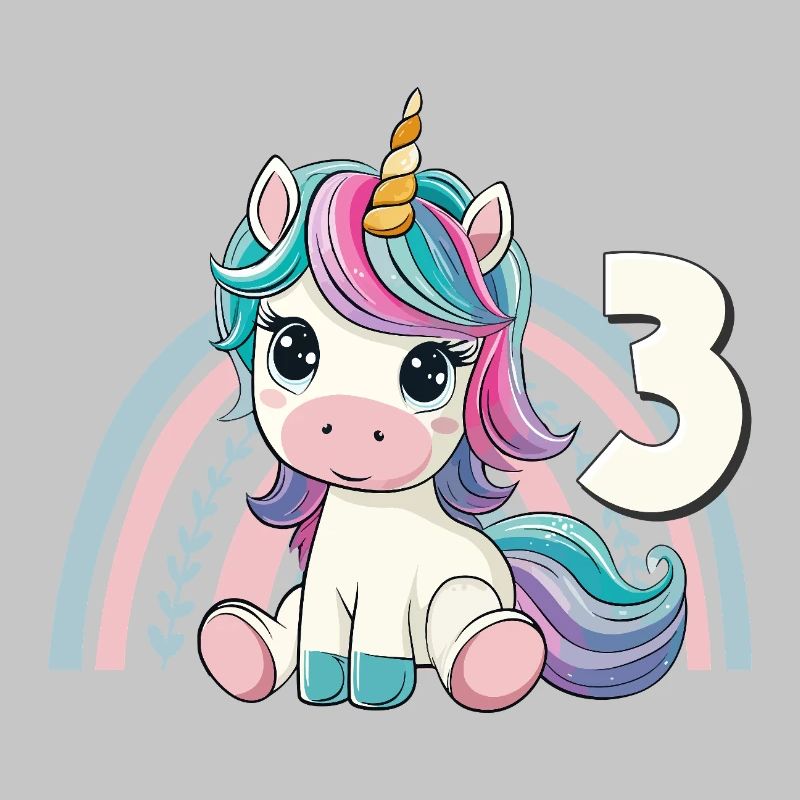 3rd Birthday Unicorn Rainbow Cute Cute