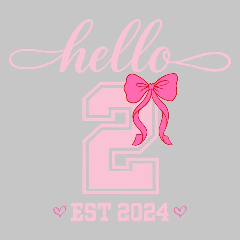 Hello 2 Est 2024 Rosa Schleife Design