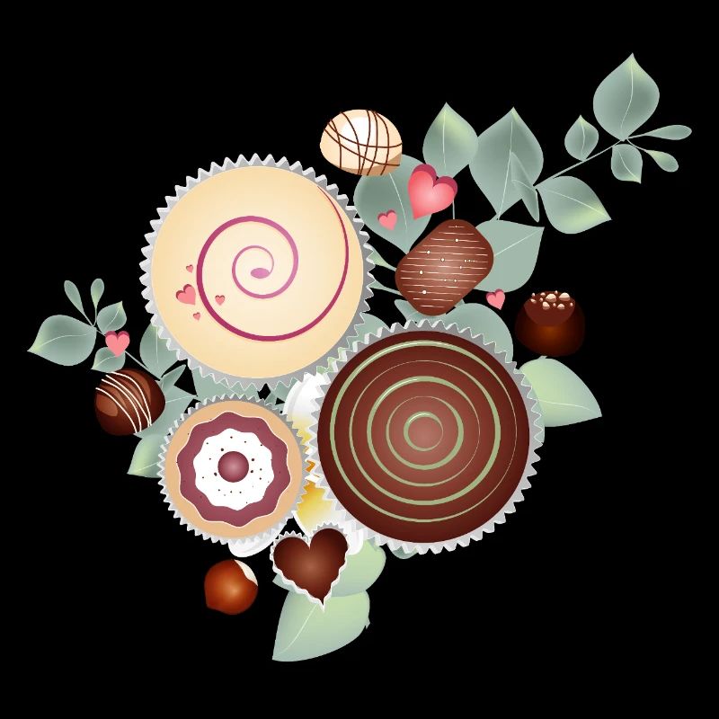 Noble praline motif between delicate foliage