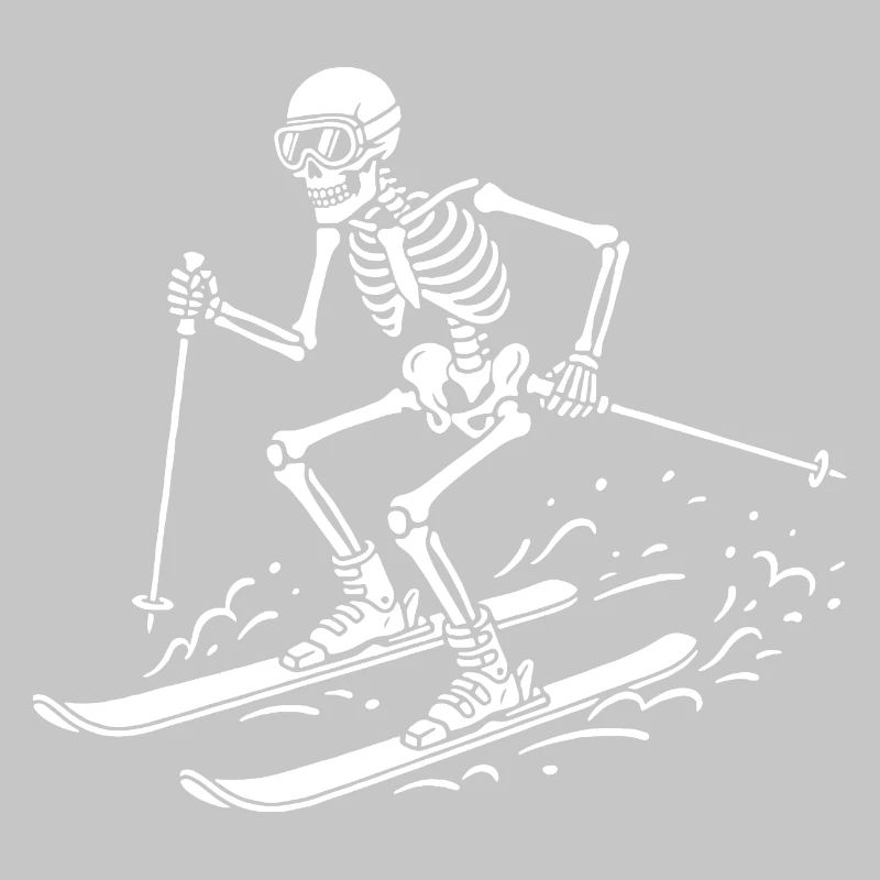 Skelettskifahrer auf Schneewellen