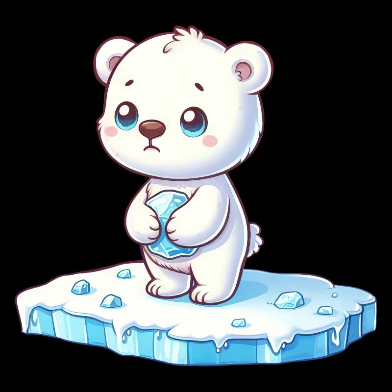 Polar bear on ice floe global warming