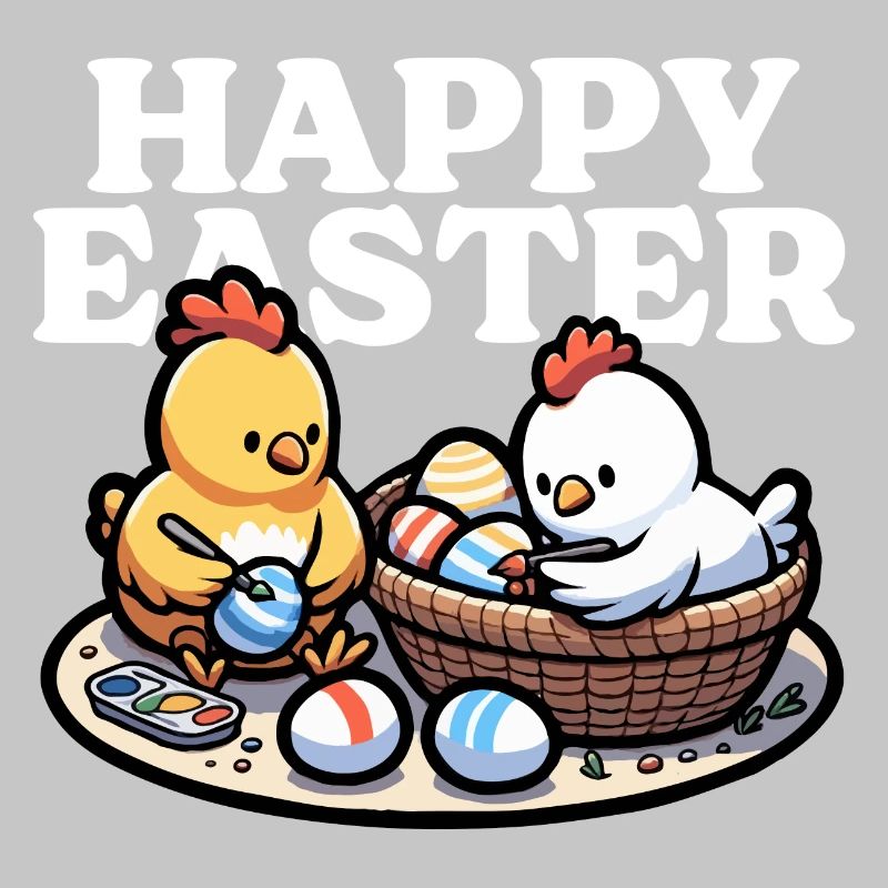 Happy Easter – Cute chicks paint Easter eggs