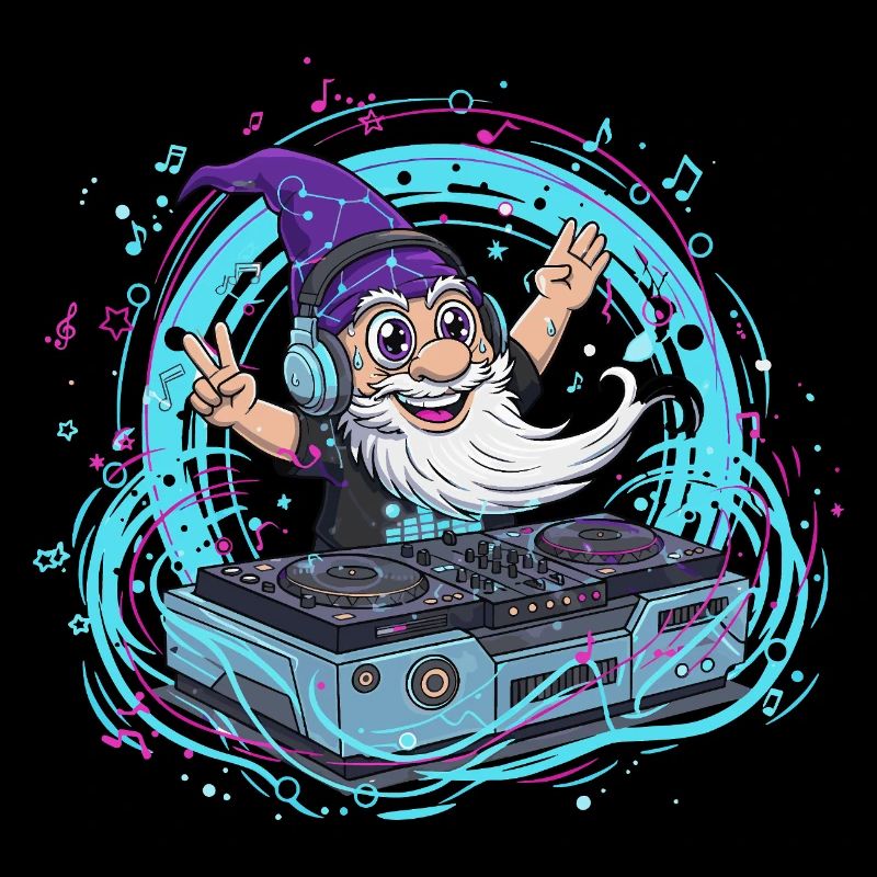 Gnome DJ en temps néon