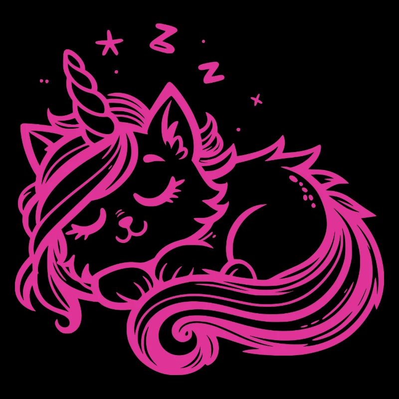 Schlafende Einhornkatze (pink)