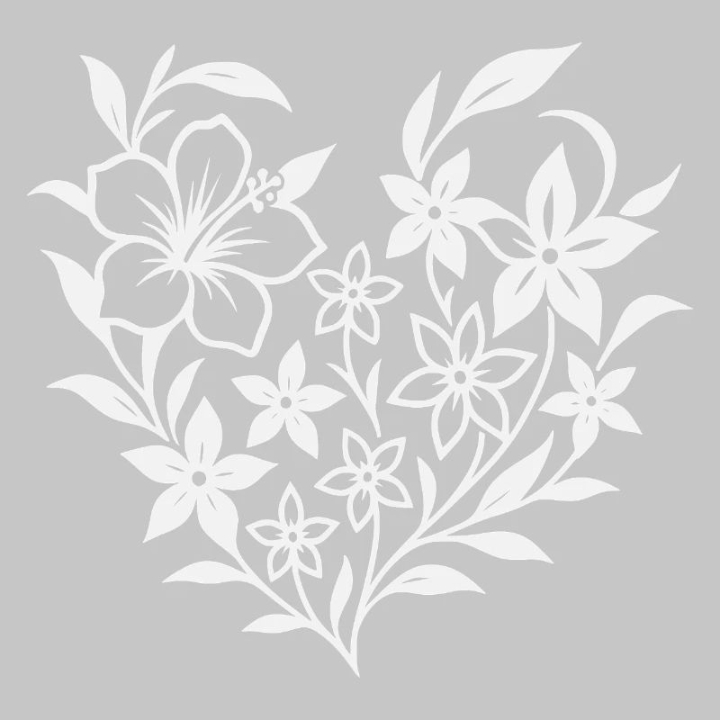 Floral heart pattern in white