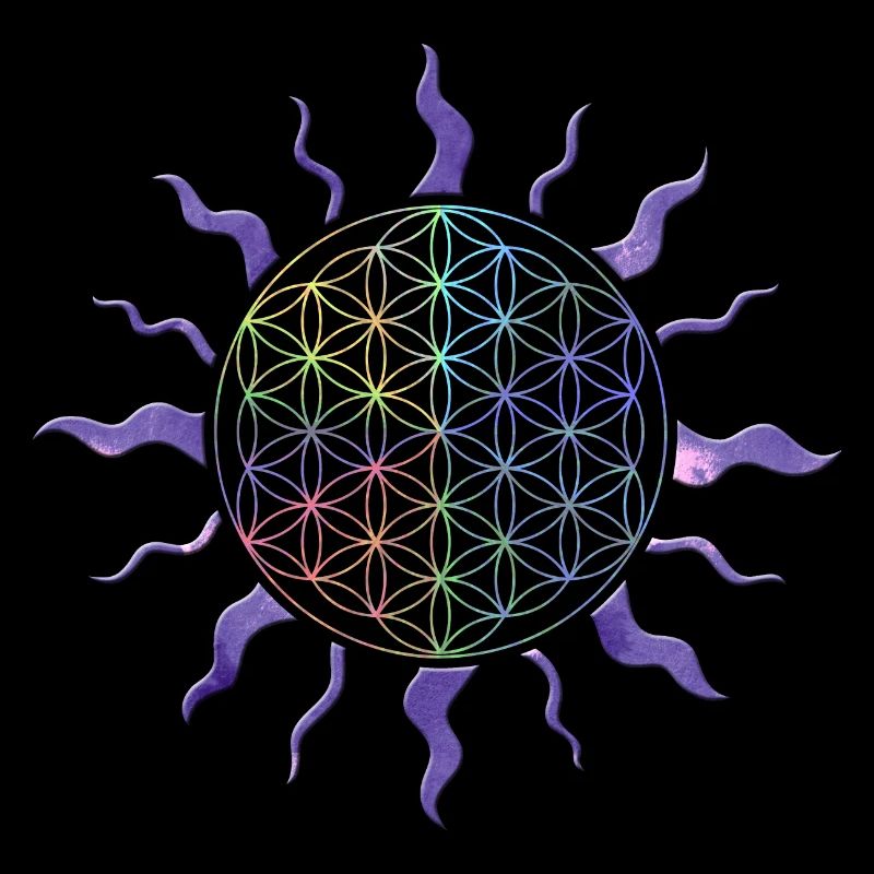 Blume des Lebens Sonne Mandala Regenbogen