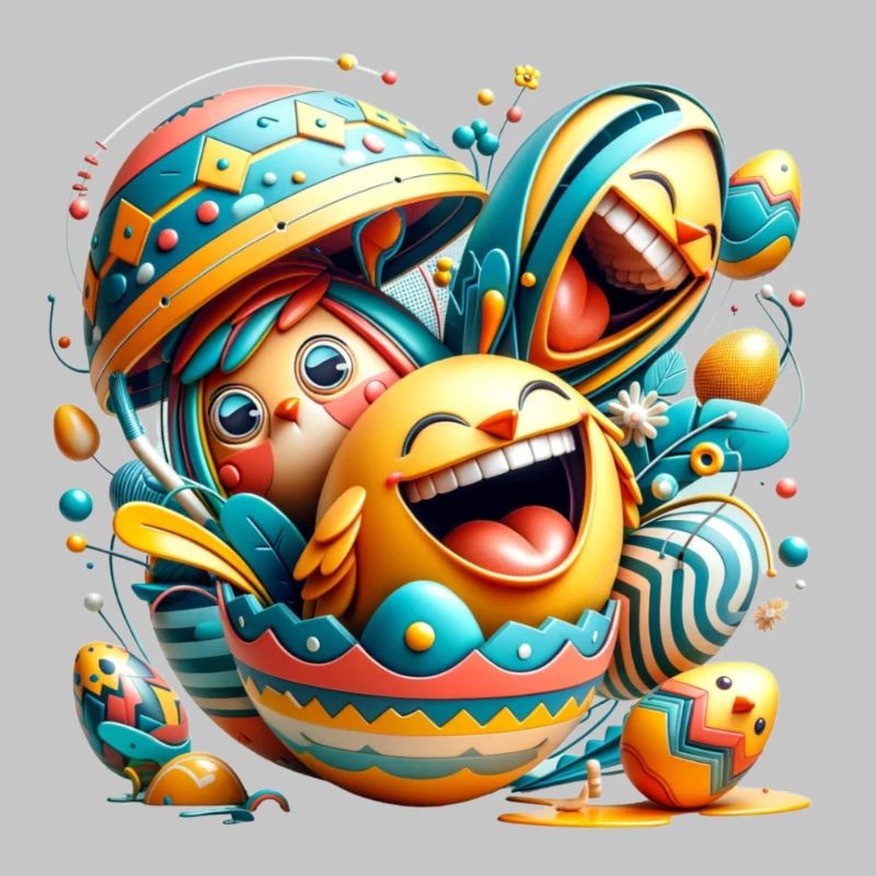 Easter graphic design in Mixed Dimensions style