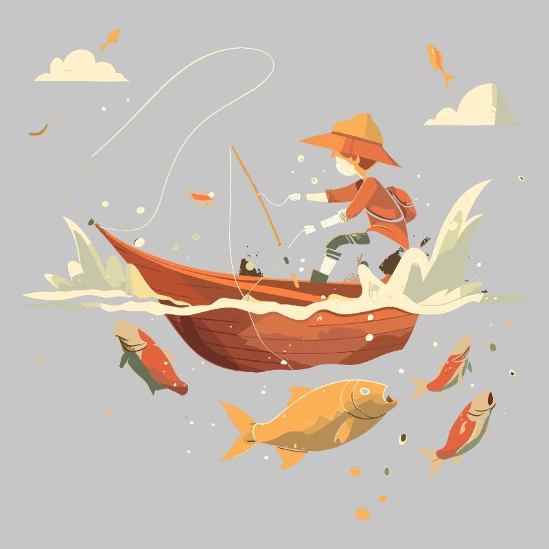 Look de dessin animé de pêche