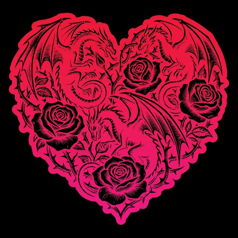 Heart Romantic Dragon Roses Love