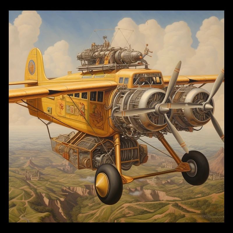 Steampunk Wolkenbomber Flugzeugkunst