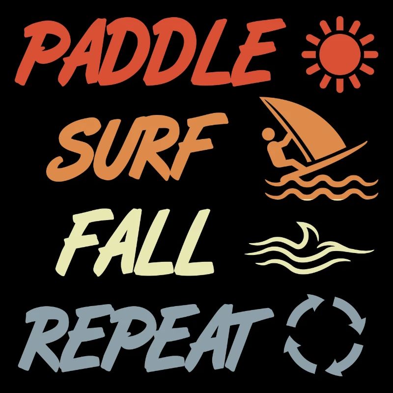 paddling, surfing, falling, repeating