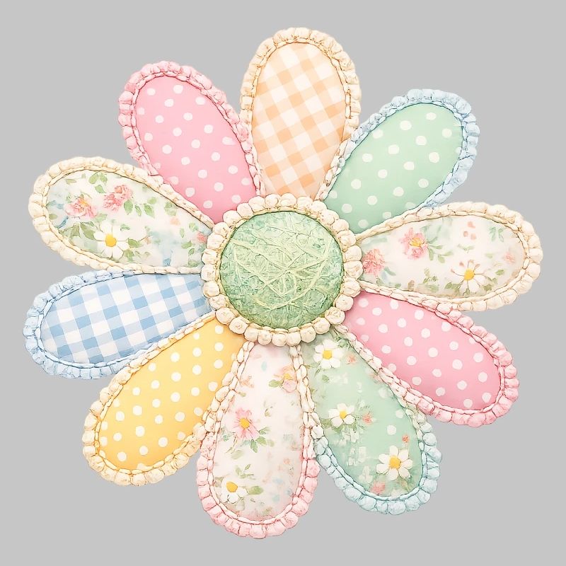 Bunte Blume Patchwork Vintage Cottagecore Design