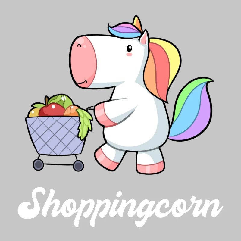 Einhorn Unicorn Einkaufen Einkaufswagen Comic süß
