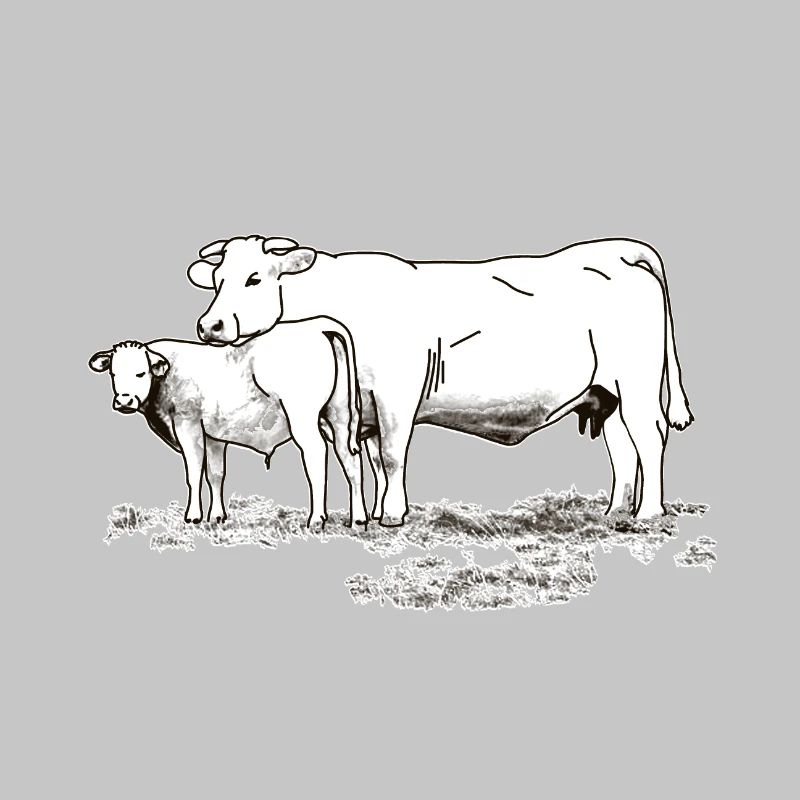 Kuh mit Kalb Bauernhof Geschenk Landwirt Rind