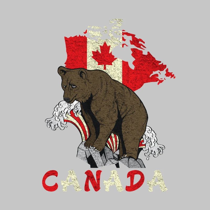 Conception d'ours du Canada avec carte et drapeau