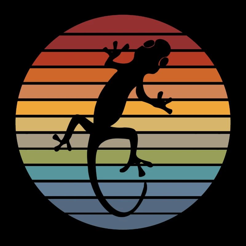 Gecko Silhouette Retro Echse Tier Reptil Geschenk
