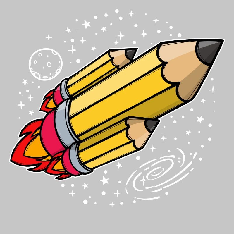 École début d’école crayon fusée lancement de l’école