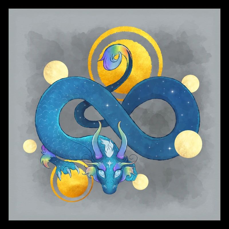 Blue Ink Spirits Poster - Regenbogenblauer Drache